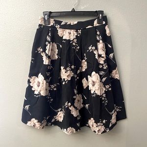 Floral A-Line Pleated Midi Skirt